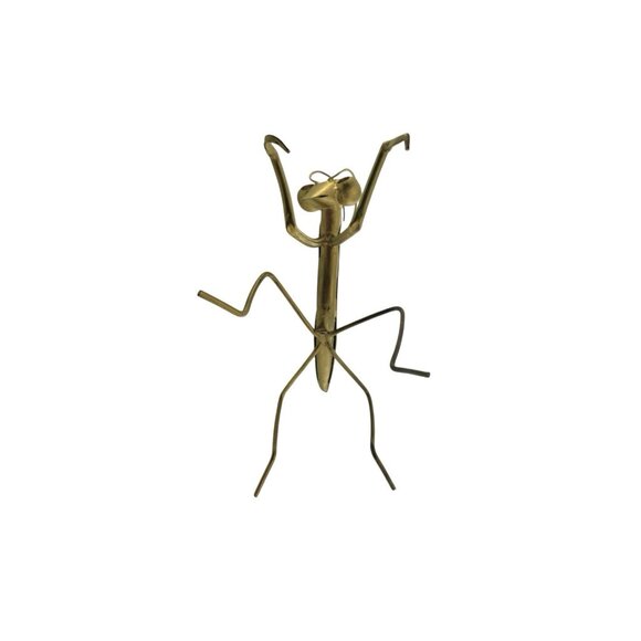 Praying Mantis Figurine Gold Tone Metal Insect Sculpture Rustic Gift Decor - Picture 7 of 7